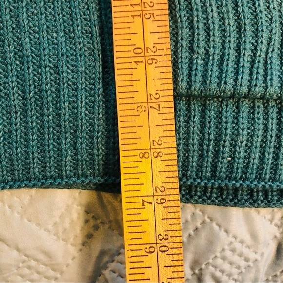 Soft Surroundings teal long sweater, 3 button placket, 2 pockets cotton blend, M - Picture 2 of 7
